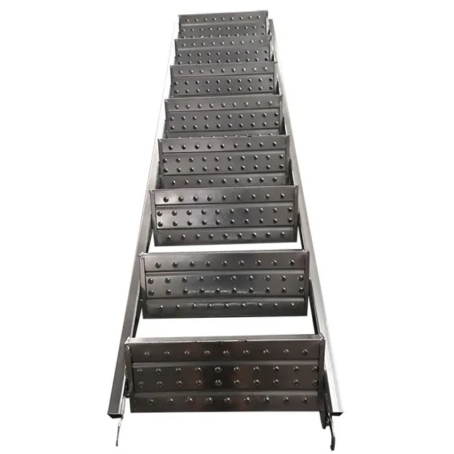Steel stair unit with perforated treads