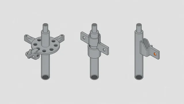 Schematic comparing three scaffolding joints